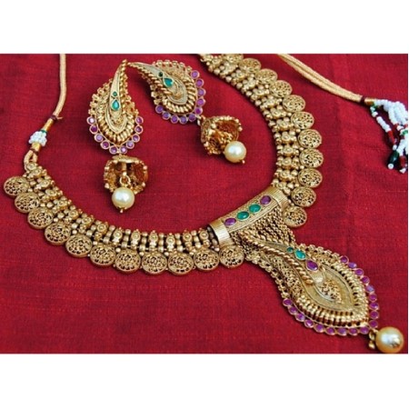 Multicolour Gold Designer Necklace Set 